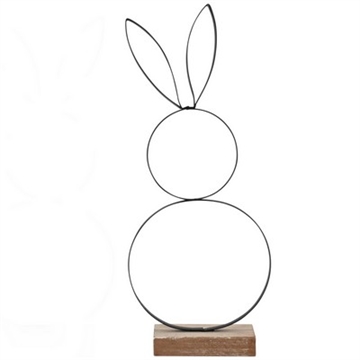 Metalhare 11x4,5x27cm cm på træfod sort